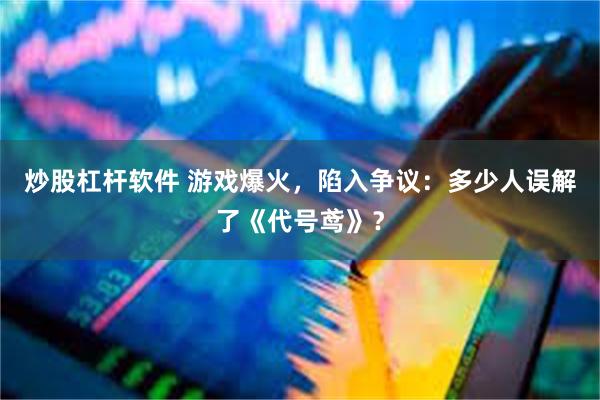 炒股杠杆软件 游戏爆火，陷入争议：多少人误解了《代号鸢》？